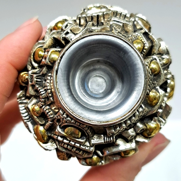 - Vintage "Holy Land" Judaica marked 925 silver Globe shaped candle  holders - Picture 3 of 9